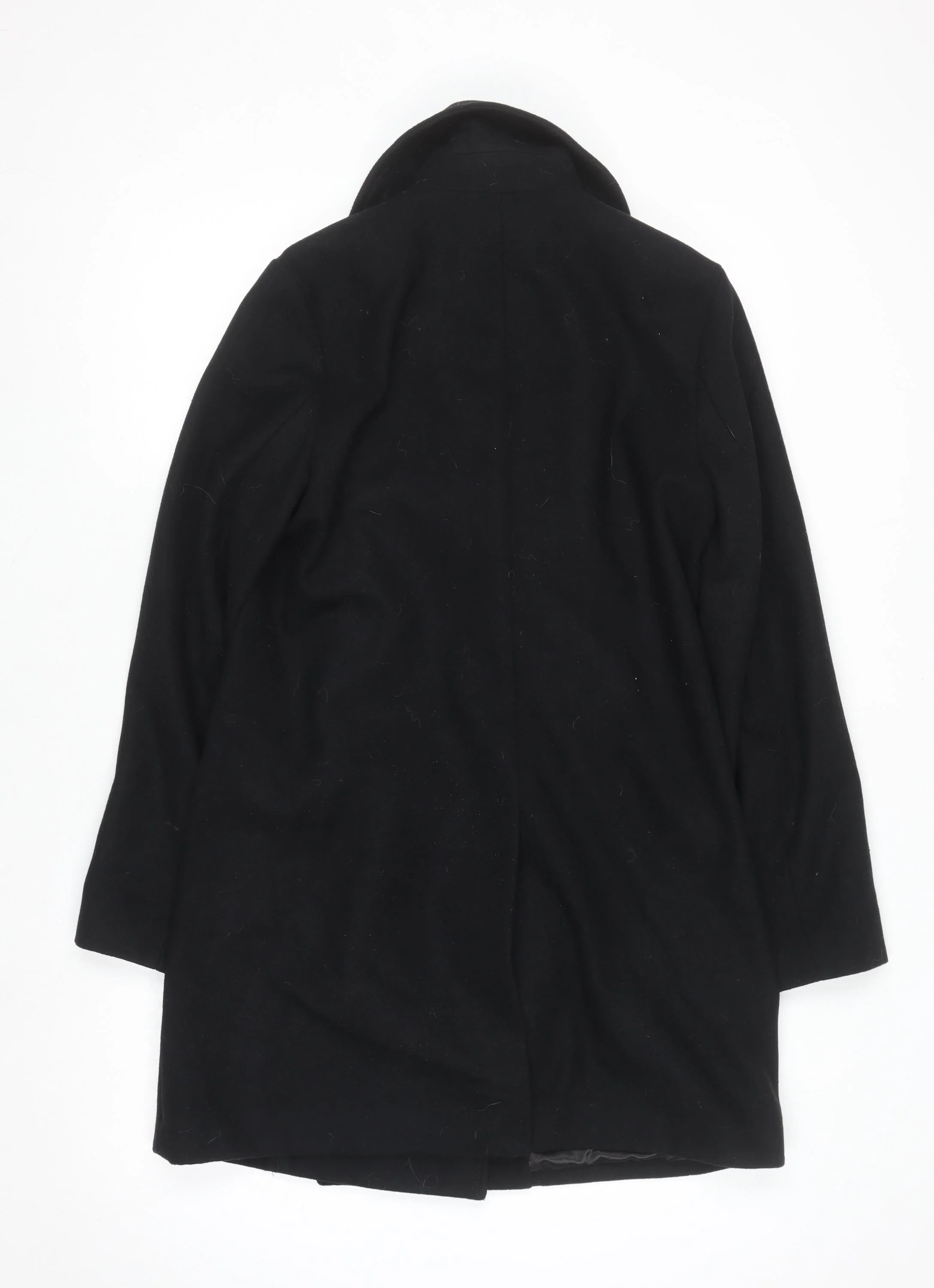 H&M Women’s Black Wool Blend Pea Coat Size 8 Regular Mid-Length - Image 3