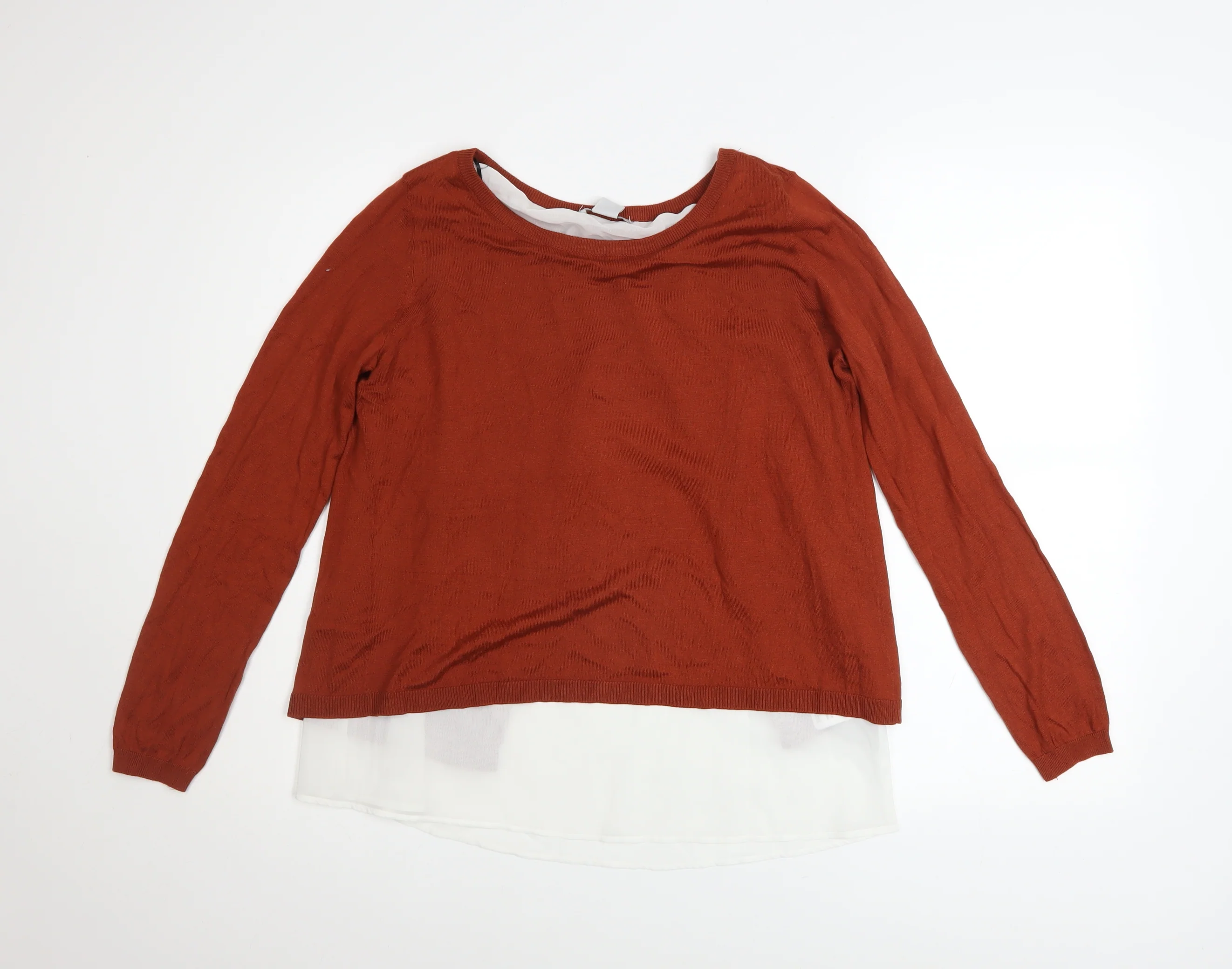 H&M Women’s Brown Knit Layered Pullover Jumper Size S