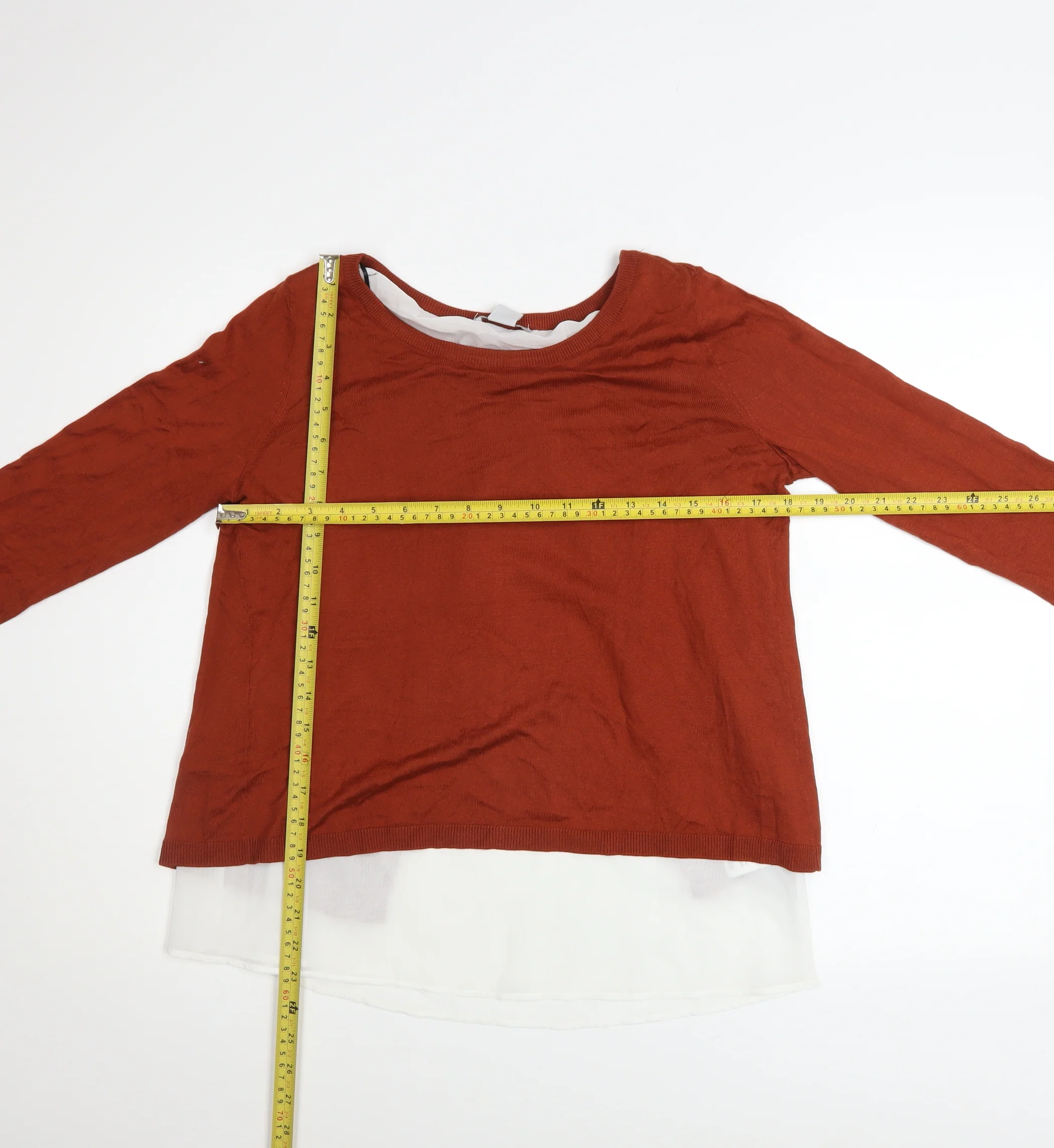 H&M Women’s Brown Knit Layered Pullover Jumper Size S - Image 2