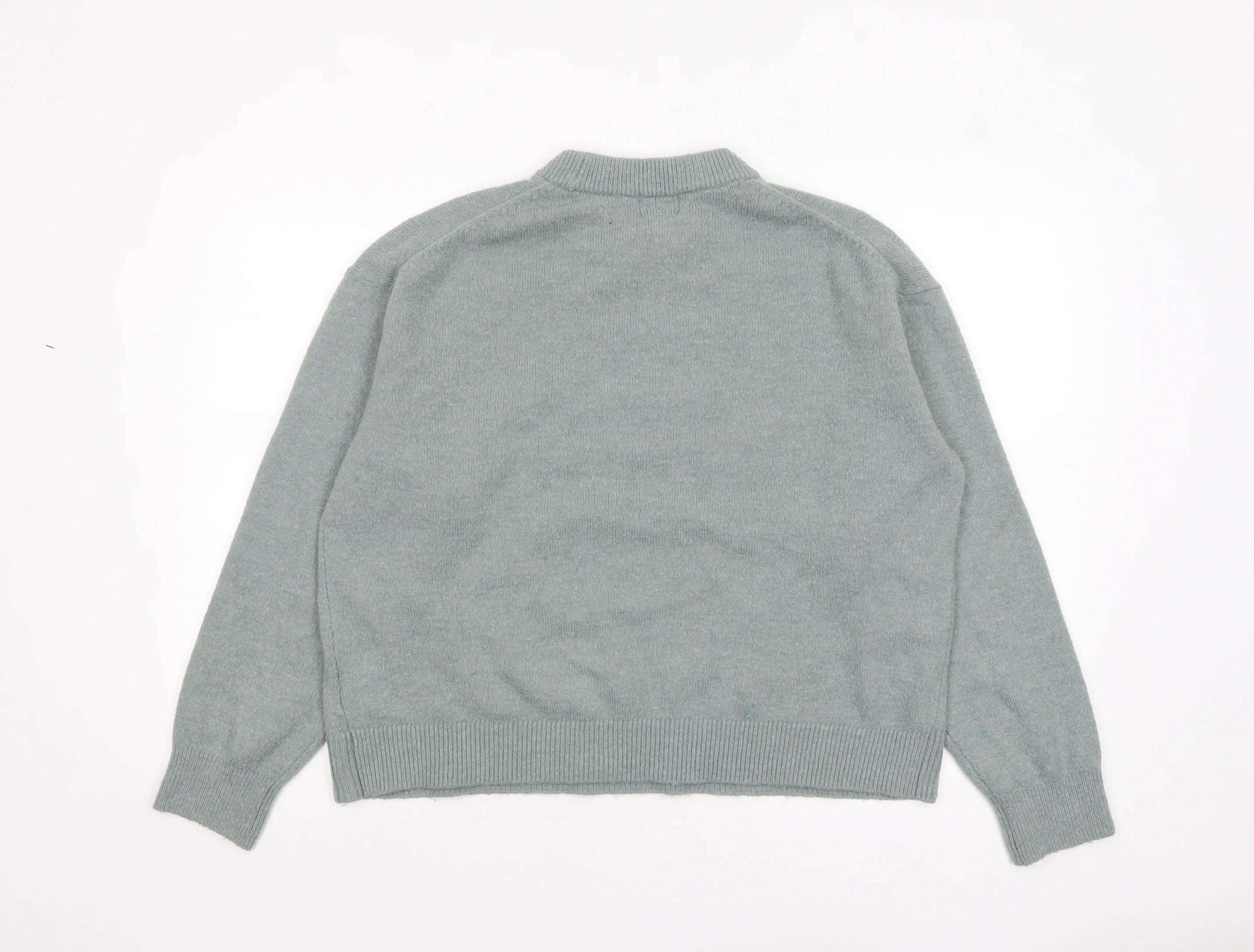 H&M Women’s Green Beaded Mock Neck Pullover Jumper Size 12 - Image 3