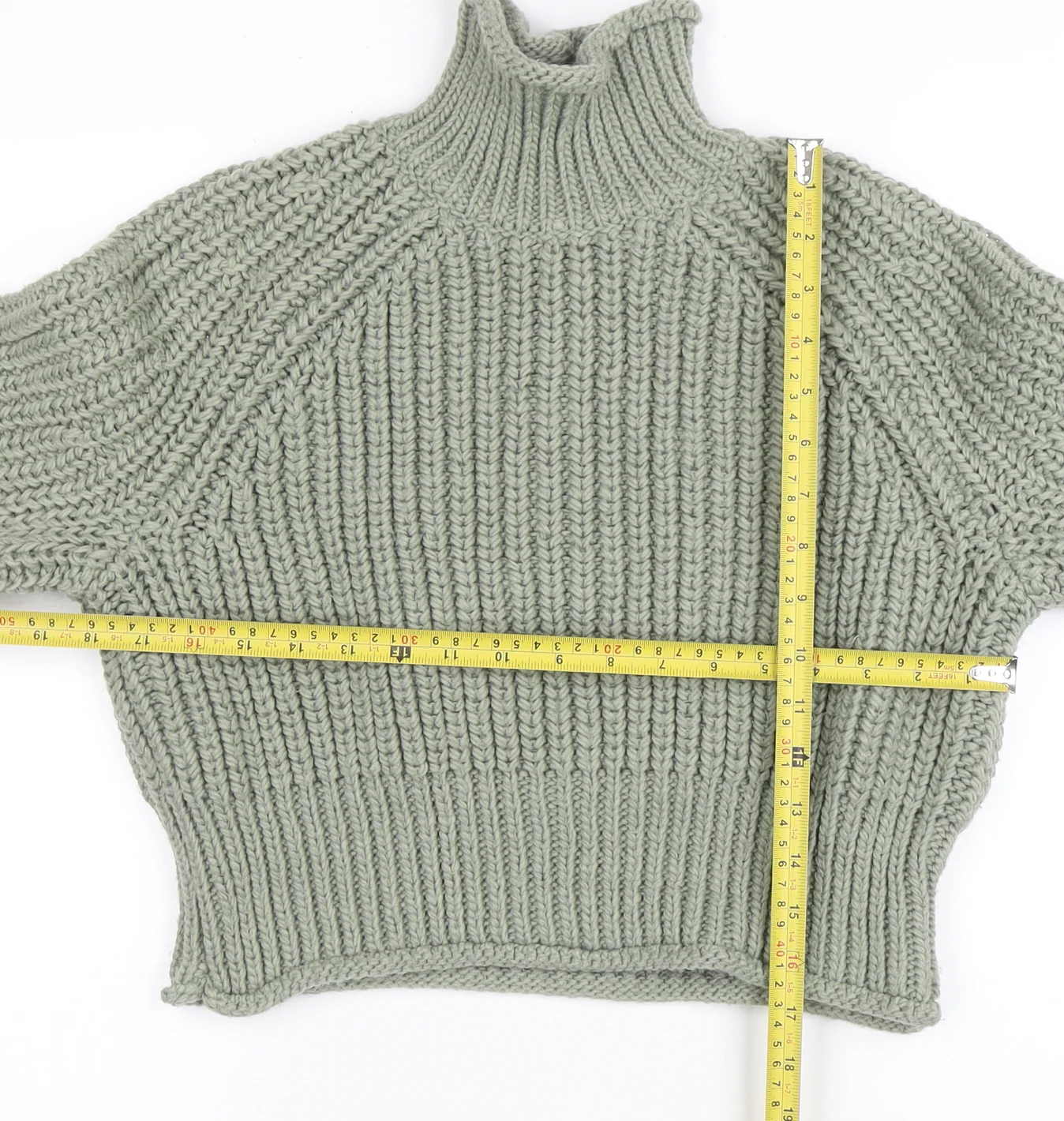 H&M Women’s Green Roll Neck Chunky Knit Jumper XS - Image 2