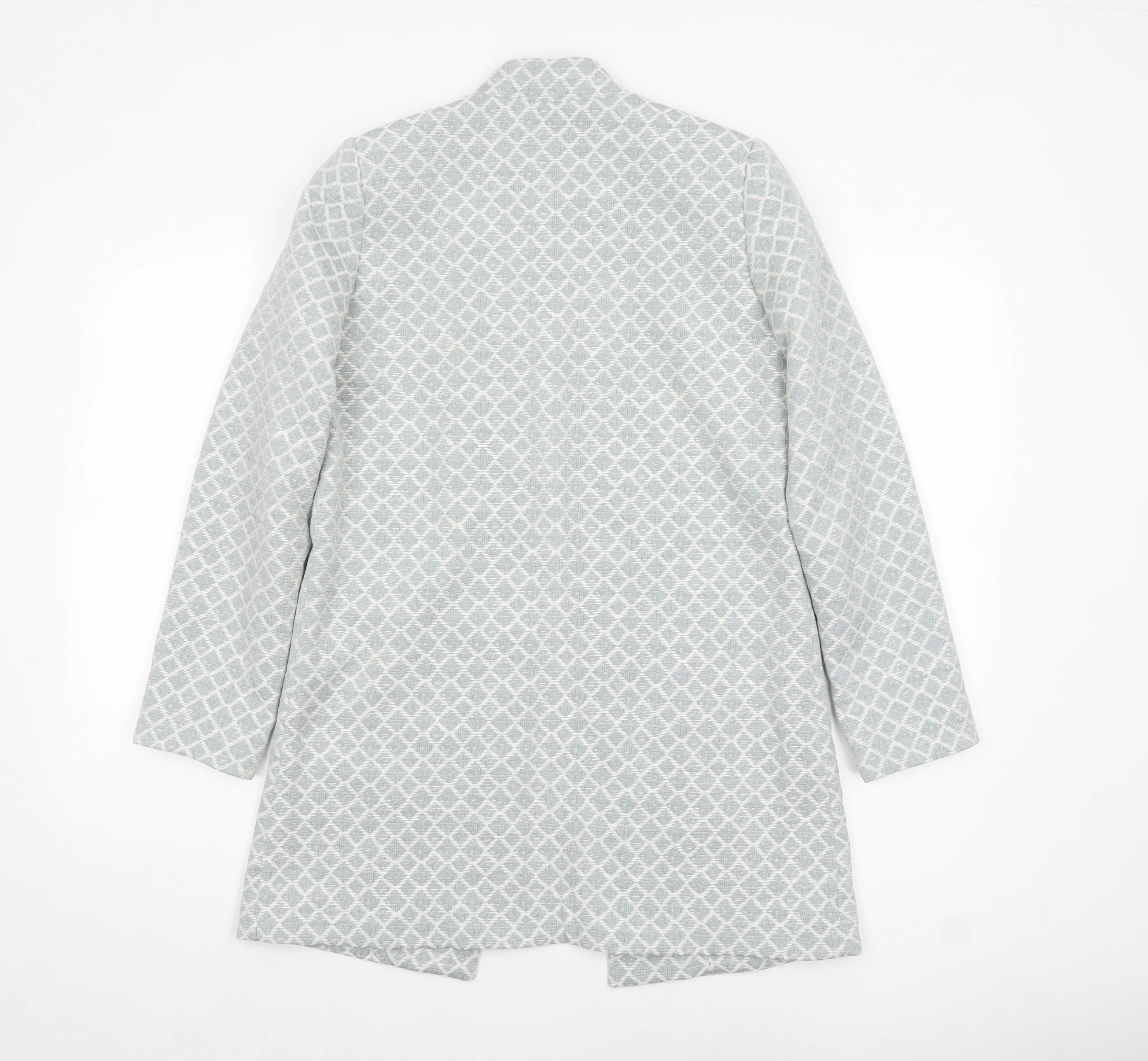 H&M Women’s Grey Geometric Mid-Length Woven Blazer Size UK 6 - Image 3