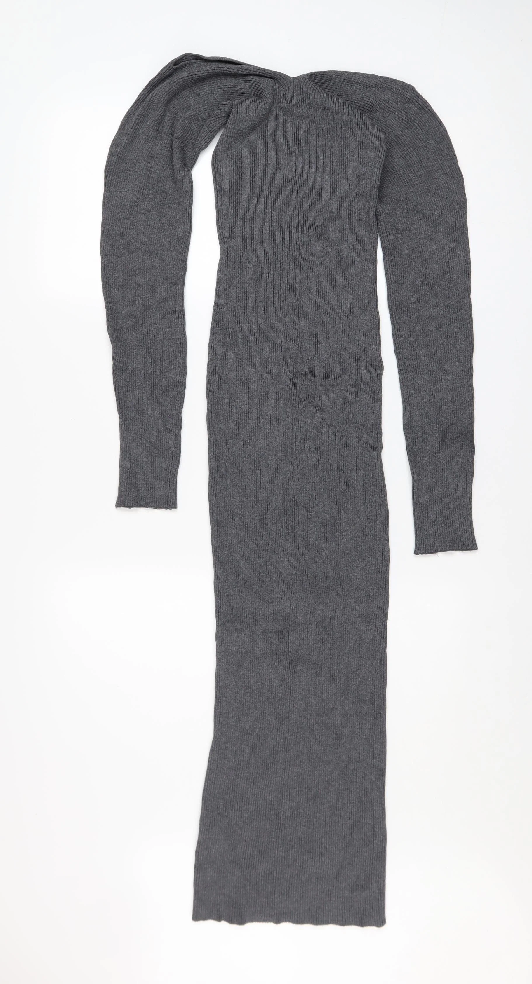 H&M Women’s Grey Long Sleeve Bodycon Knit Dress Size S - Image 3