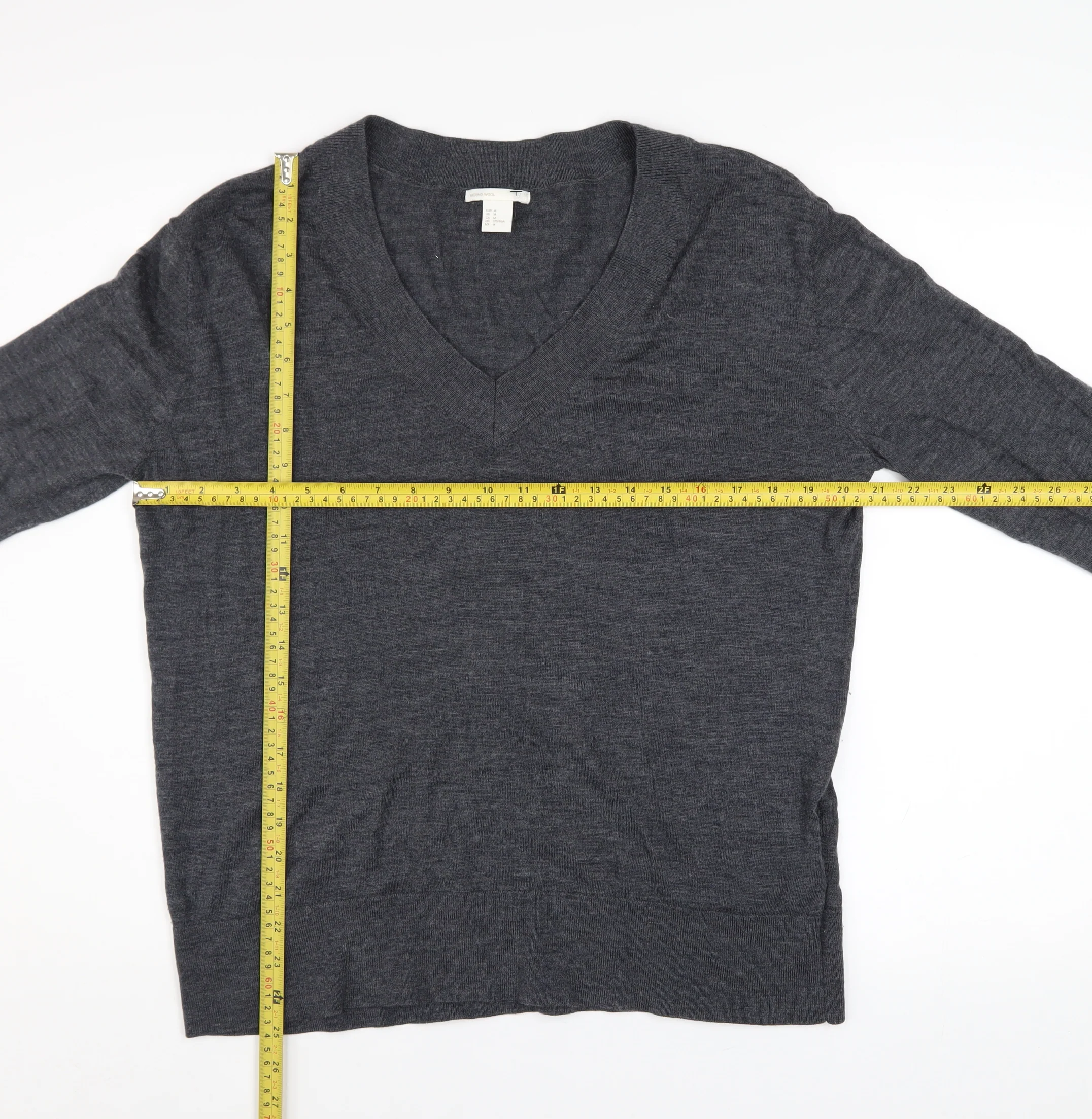 H&M Women’s Grey Merino Wool V-Neck Jumper Size 12 - Image 2