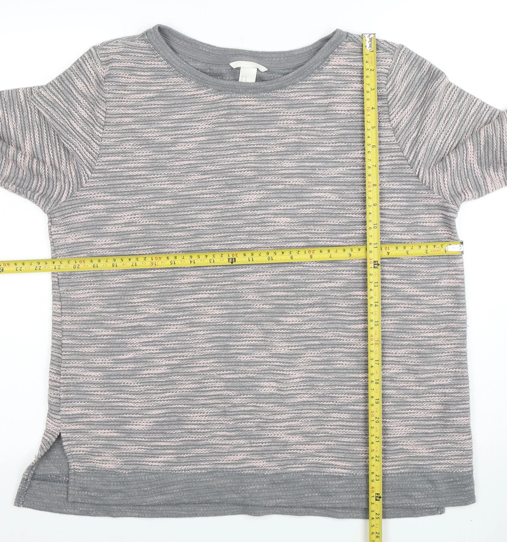 H&M Women’s Grey Striped Knit Pullover Jumper Size 12 - Image 2