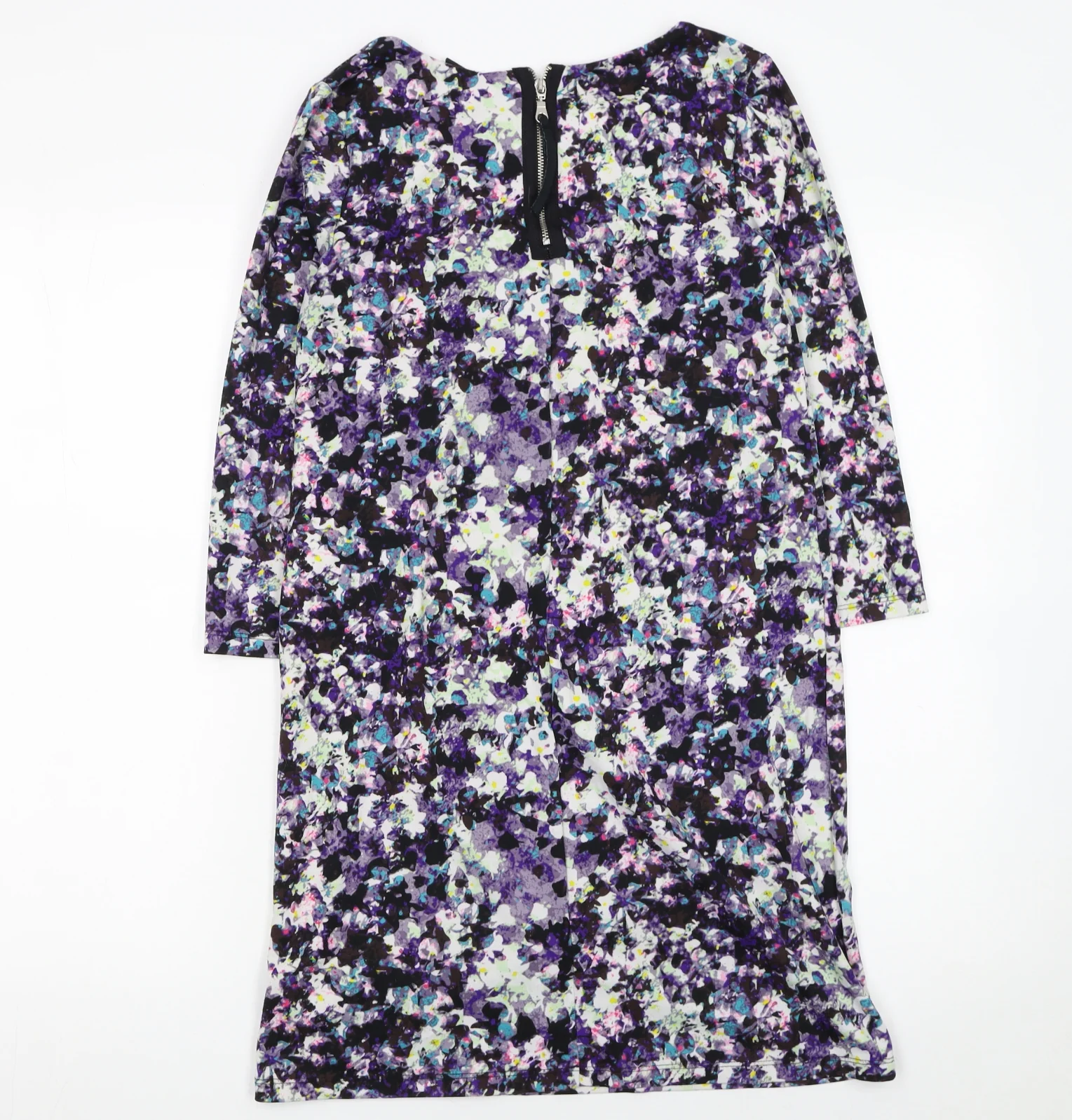 H&M Women’s Multicoloured Floral Shift Dress XS 3/4 Sleeve - Image 3