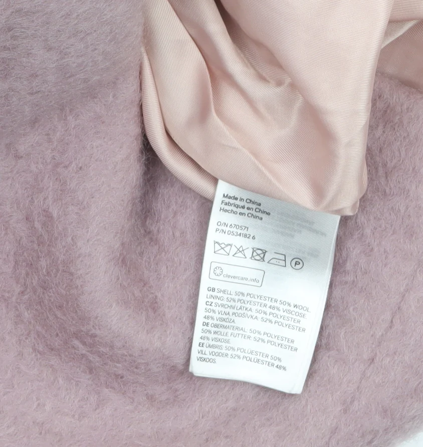 H&M Women’s Pink Wool Blend Mid-Length Zip Overcoat Size 8 - Image 4