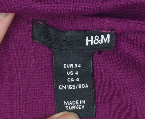 H&M Women’s Purple Bodycon Short Dress Size 6 Half Sleeve - Image 4