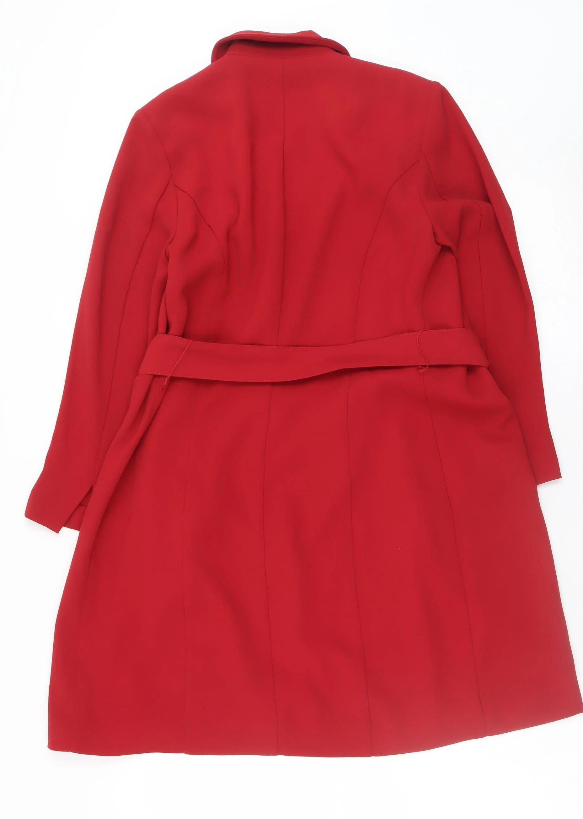 H&M Women’s Red Belted Trench Coat Size 6 Regular Fit - Image 3