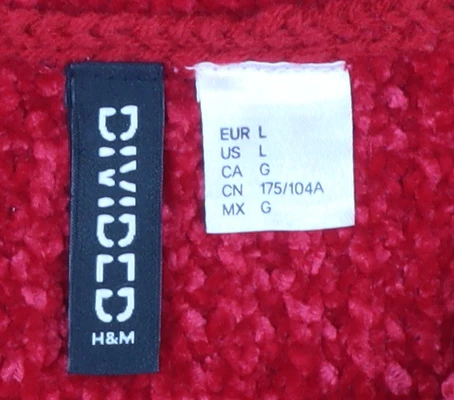 H&M Women’s Red Chunky-Knit Mock Neck Pullover Jumper Size 14 - Image 4