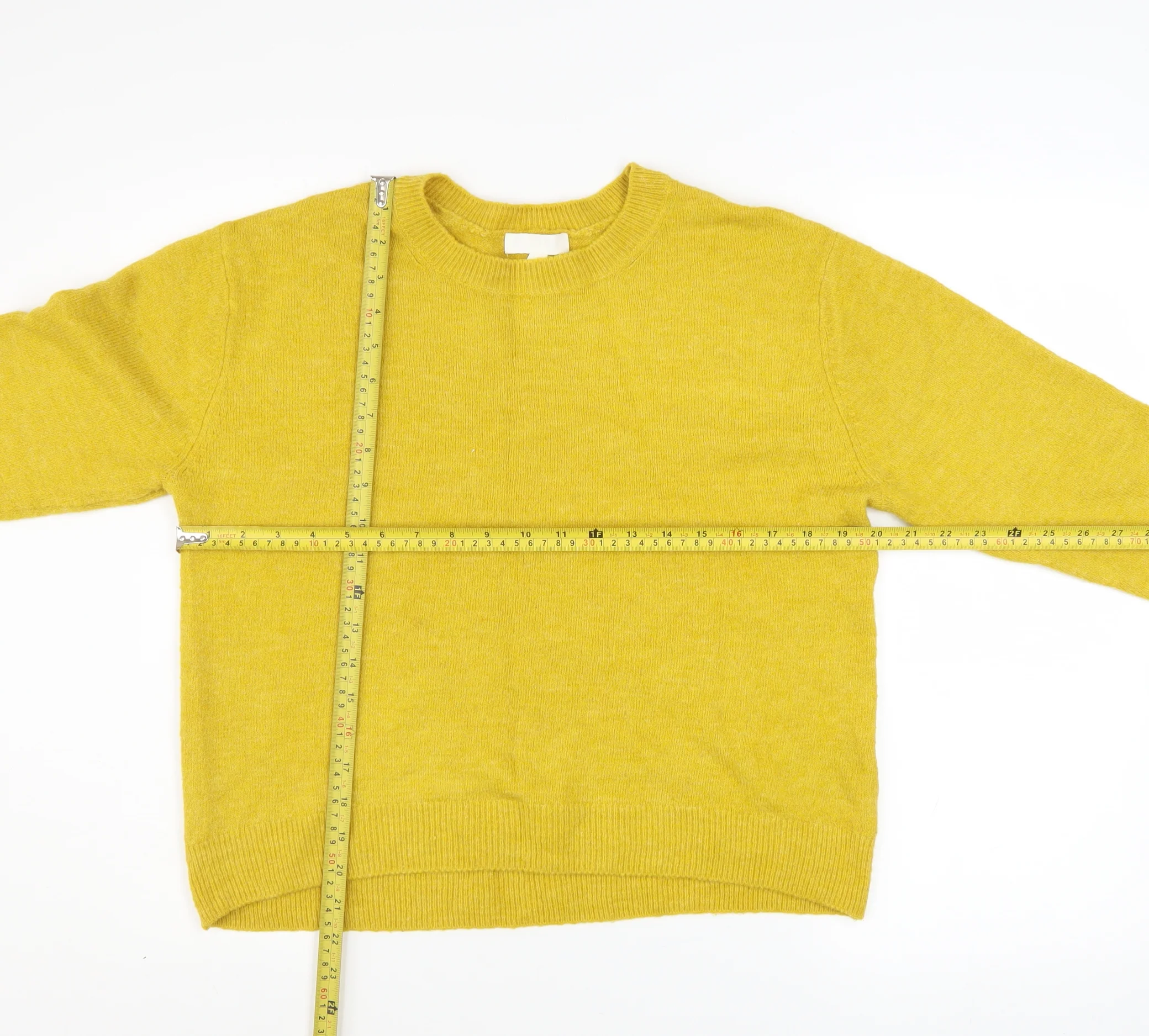 H&M Women Yellow Wool Blend Crew Neck Long Sleeve Jumper Size S - Image 2