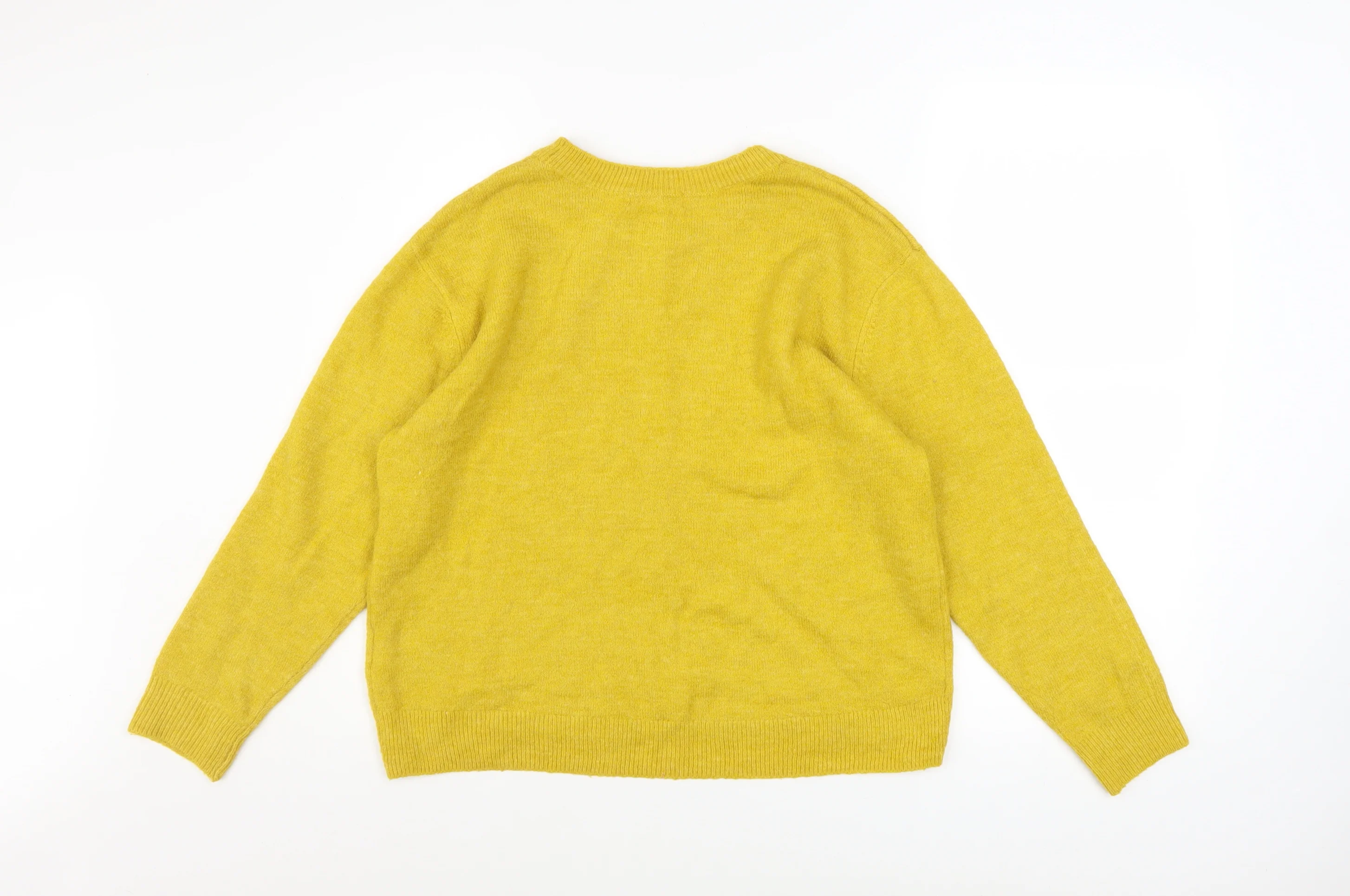 H&M Women Yellow Wool Blend Crew Neck Long Sleeve Jumper Size S - Image 3