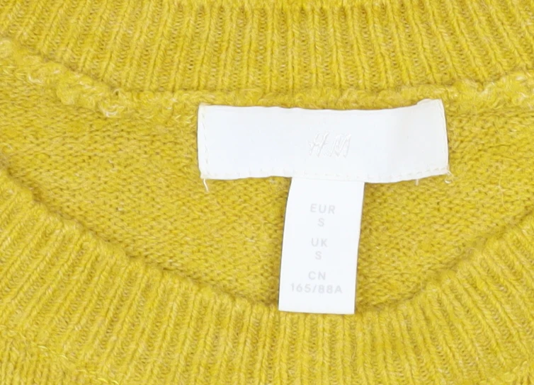 H&M Women Yellow Wool Blend Crew Neck Long Sleeve Jumper Size S - Image 4