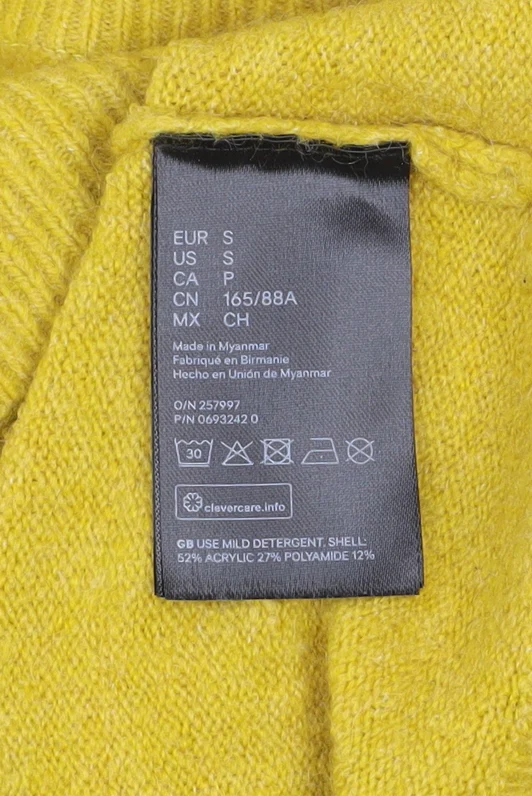 H&M Women Yellow Wool Blend Crew Neck Long Sleeve Jumper Size S - Image 5