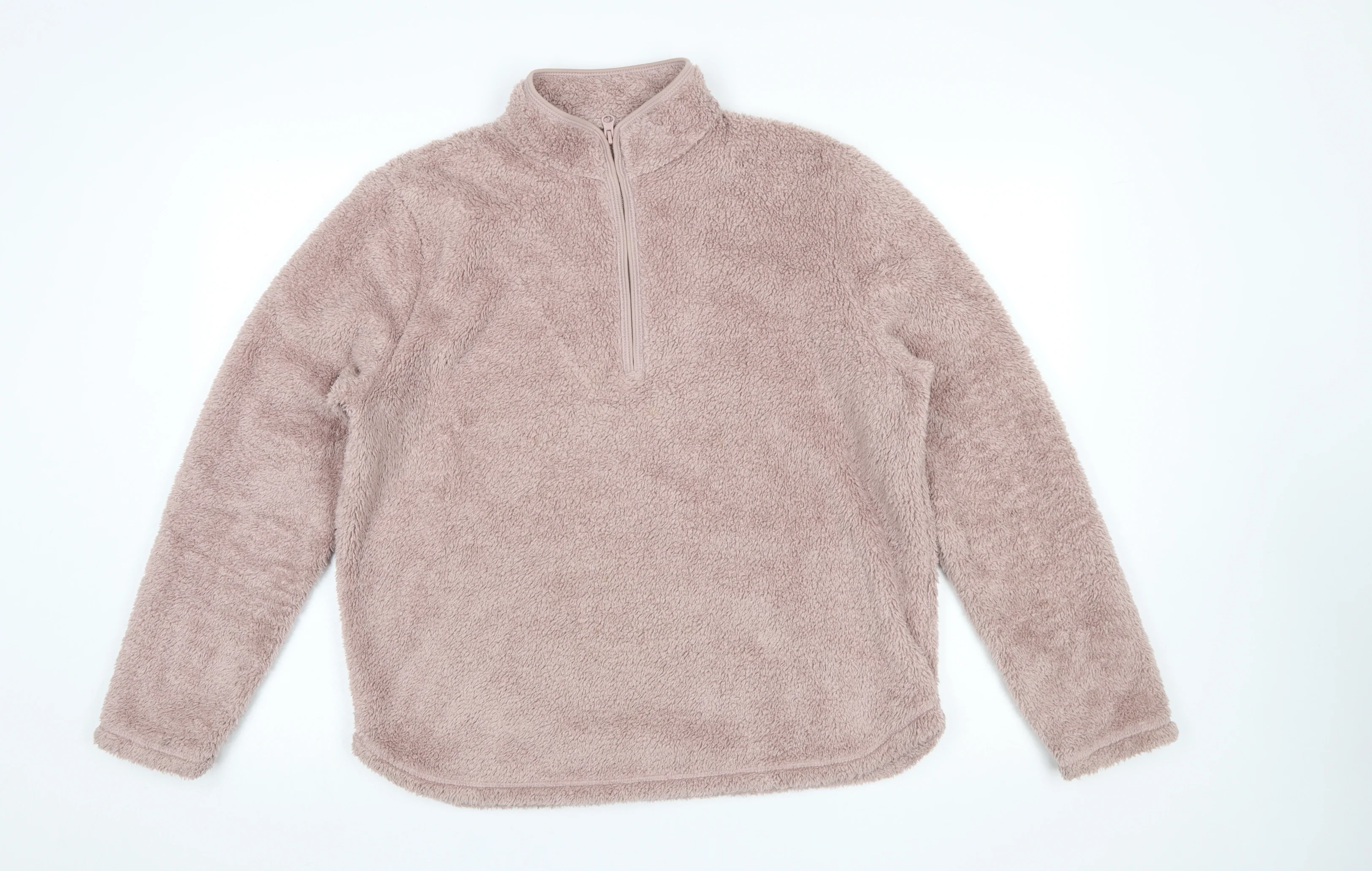 H&M Women's Beige 1/2 Zip Fleece Pullover Sweatshirt Size M