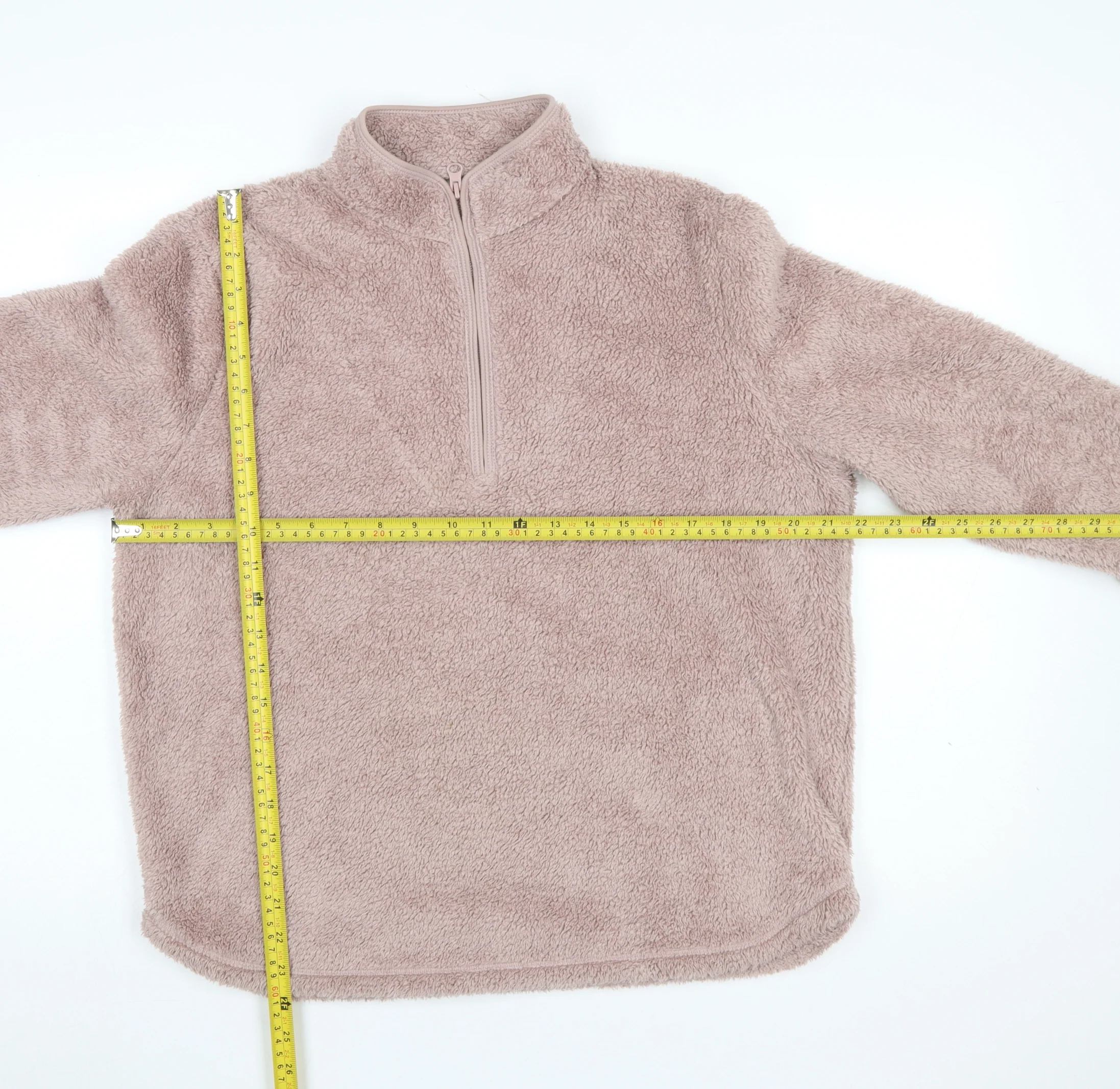 H&M Women's Beige 1/2 Zip Fleece Pullover Sweatshirt Size M - Image 2
