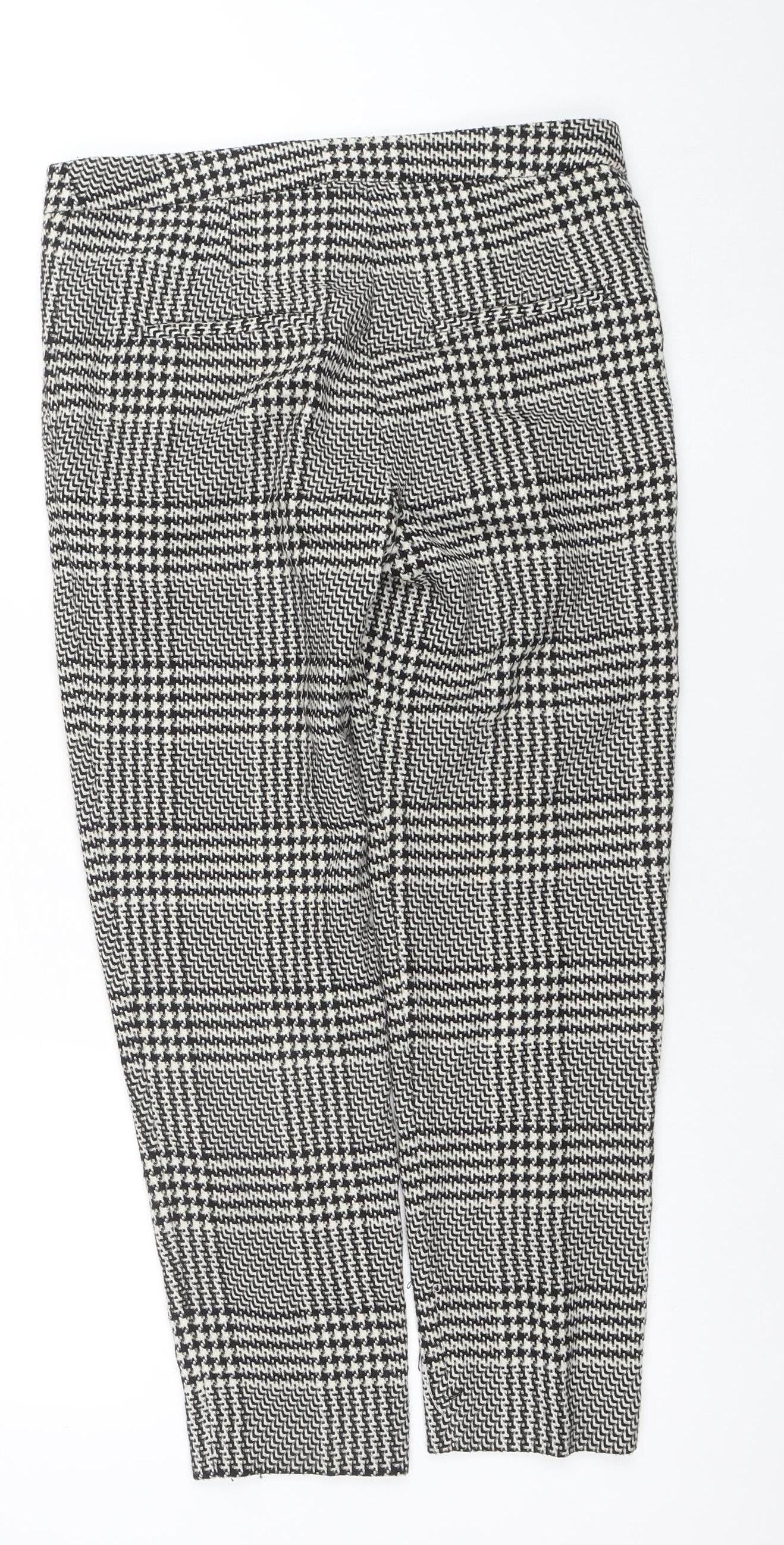 H&M Womens Black Check Slim Fit Trousers Size 8 - Image 3
