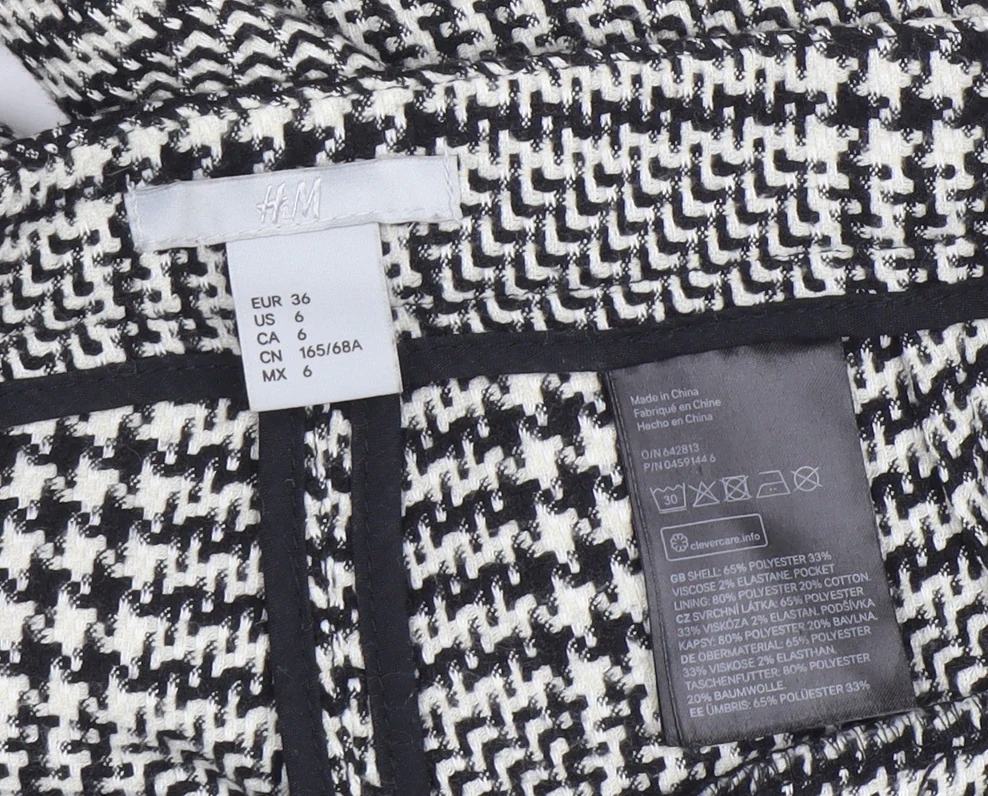 H&M Womens Black Check Slim Fit Trousers Size 8 - Image 4