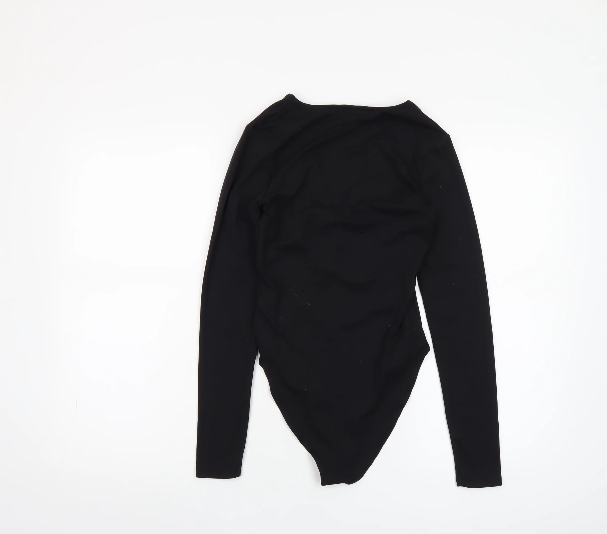 H&M Womens Black Long Sleeve V-Neck Jersey Bodysuit XS - Image 3