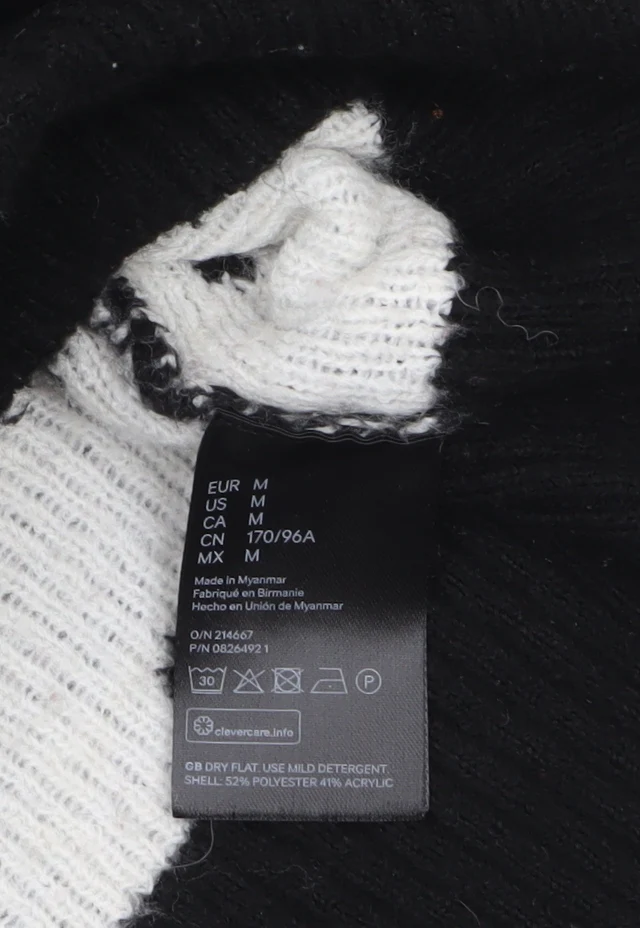 H&M Women's Black Polka Dot Crew Neck Knit Jumper Size 12 - Image 4