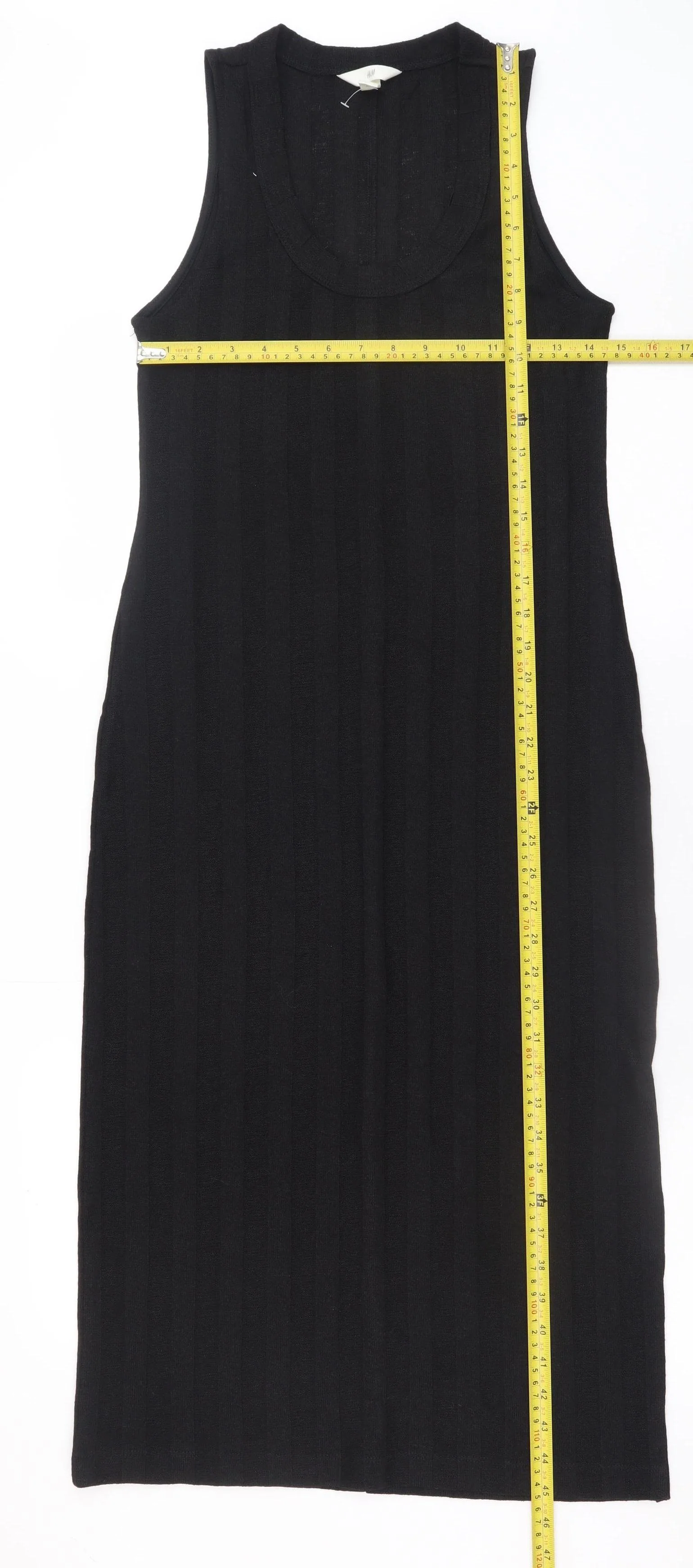 H&M Women's Black Ribbed Knit Sleeveless Tank Midi Dress XS - Image 2
