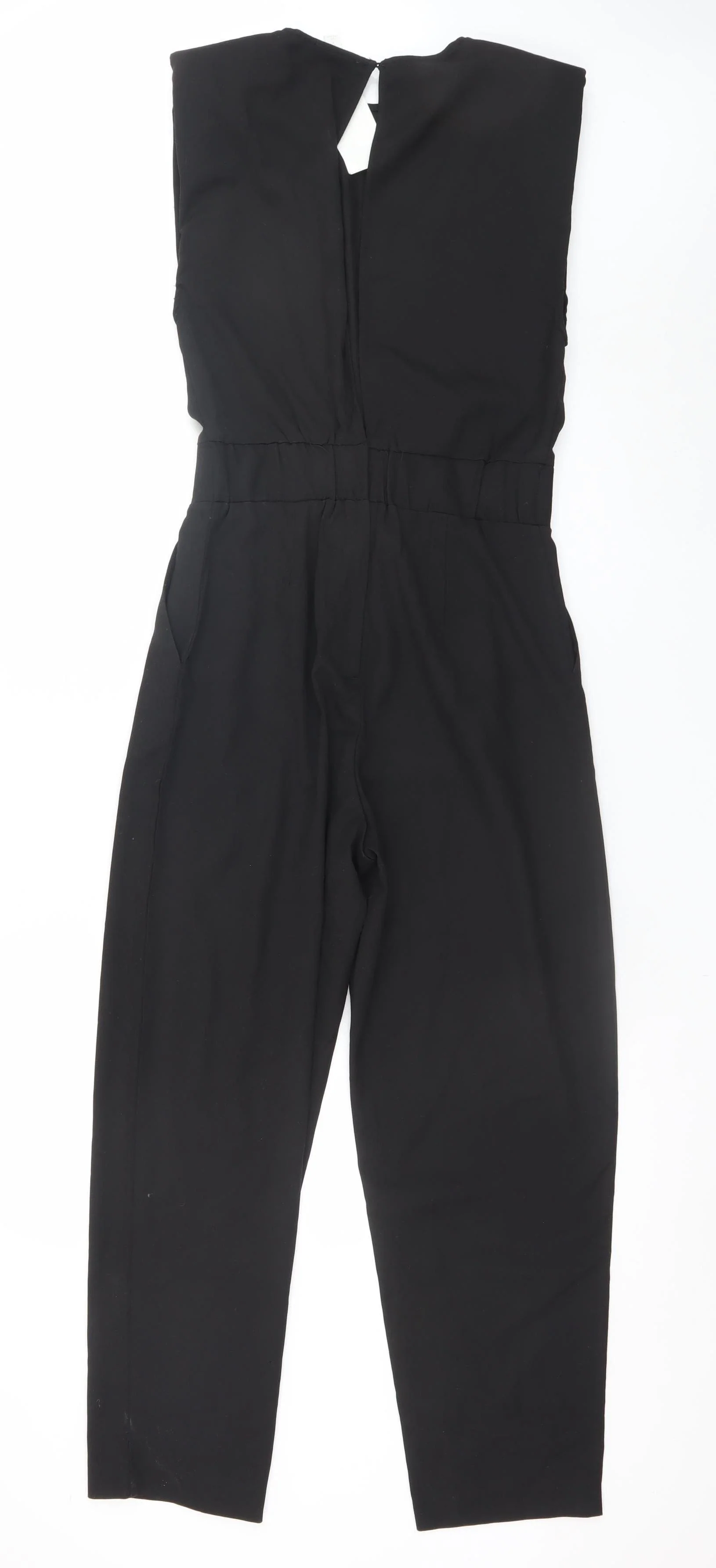 H&M Womens Black Sleeveless Crew Neck Woven Jumpsuit Size 8 - Image 3