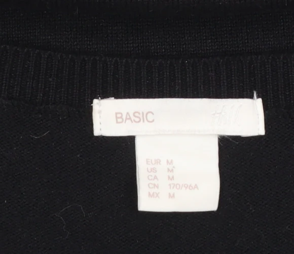 H&M Women's Black V-Neck Knit Jumper Size 12 Long Sleeve Pullover - Image 4