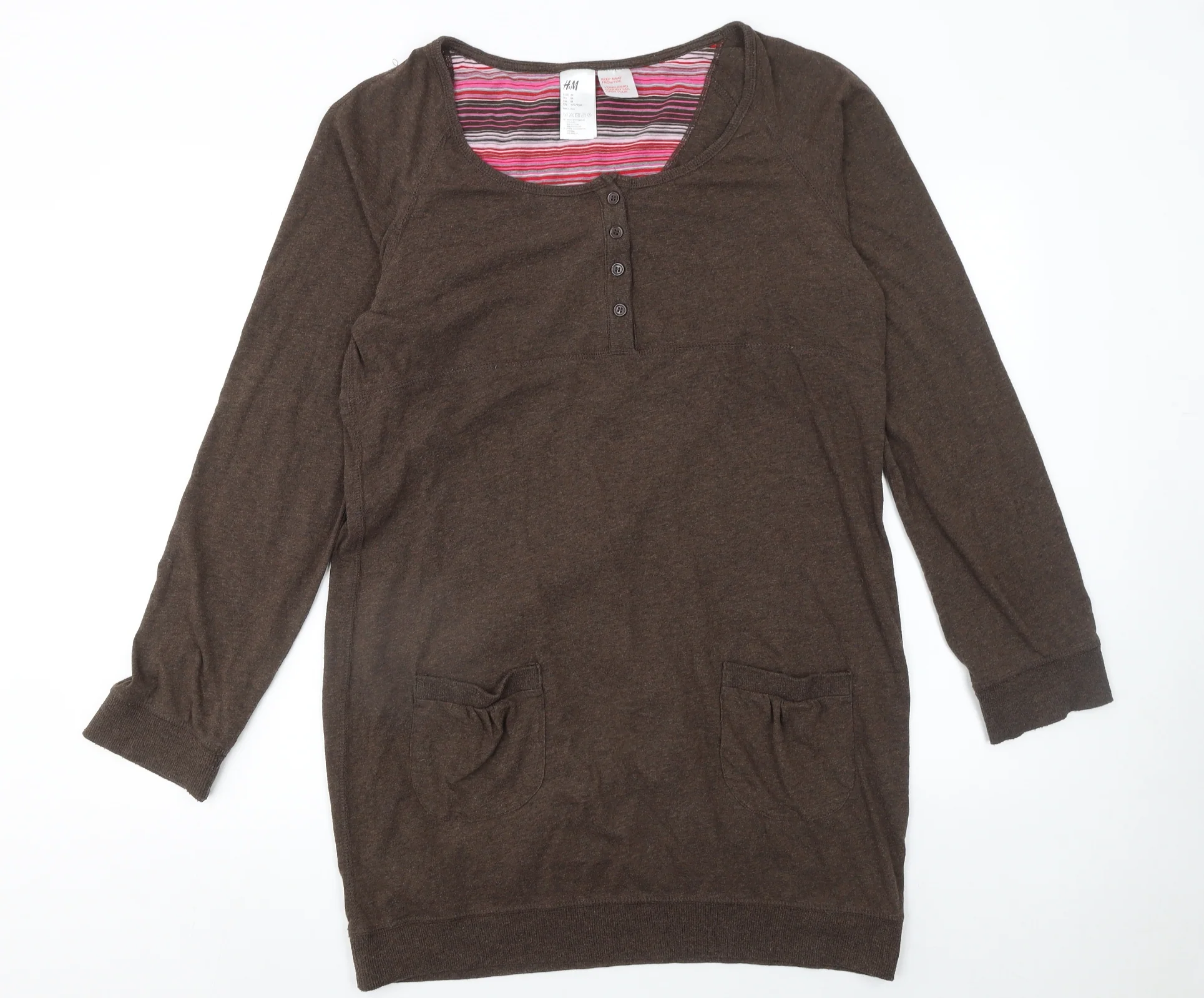 H&M Womens Brown 3/4 Sleeve T-Shirt Dress Size 12