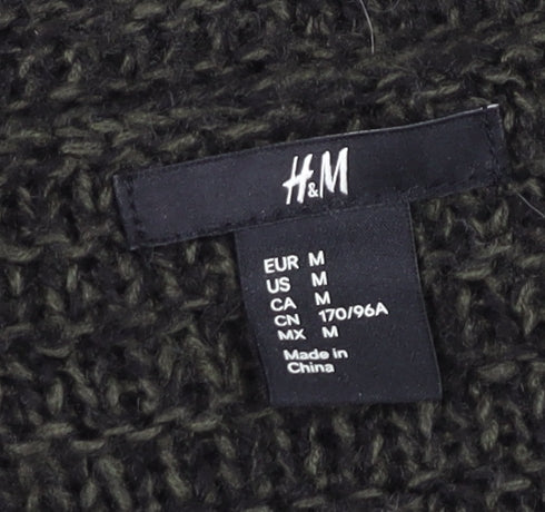 H&M Womens Green Chunky-Knit V-Neck Long Sleeve Pullover Jumper Size M - Image 4