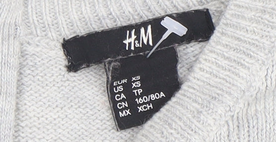H&M Womens Grey XS Crew Neck Long Sleeve Knit Pullover Jumper - Image 4