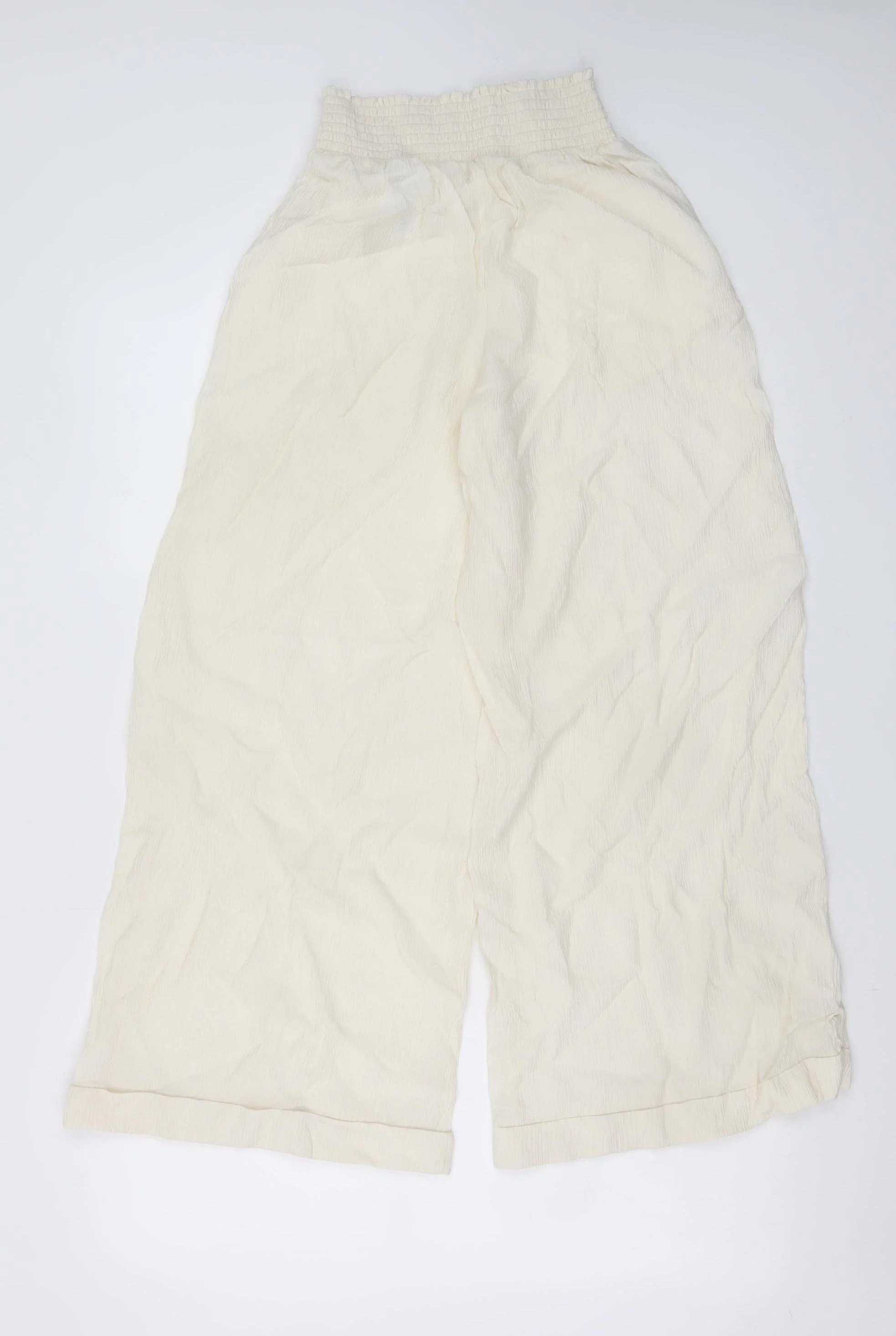H&M Womens Ivory Wide-Leg Viscose Crepe Trousers Size 20 - Image 3