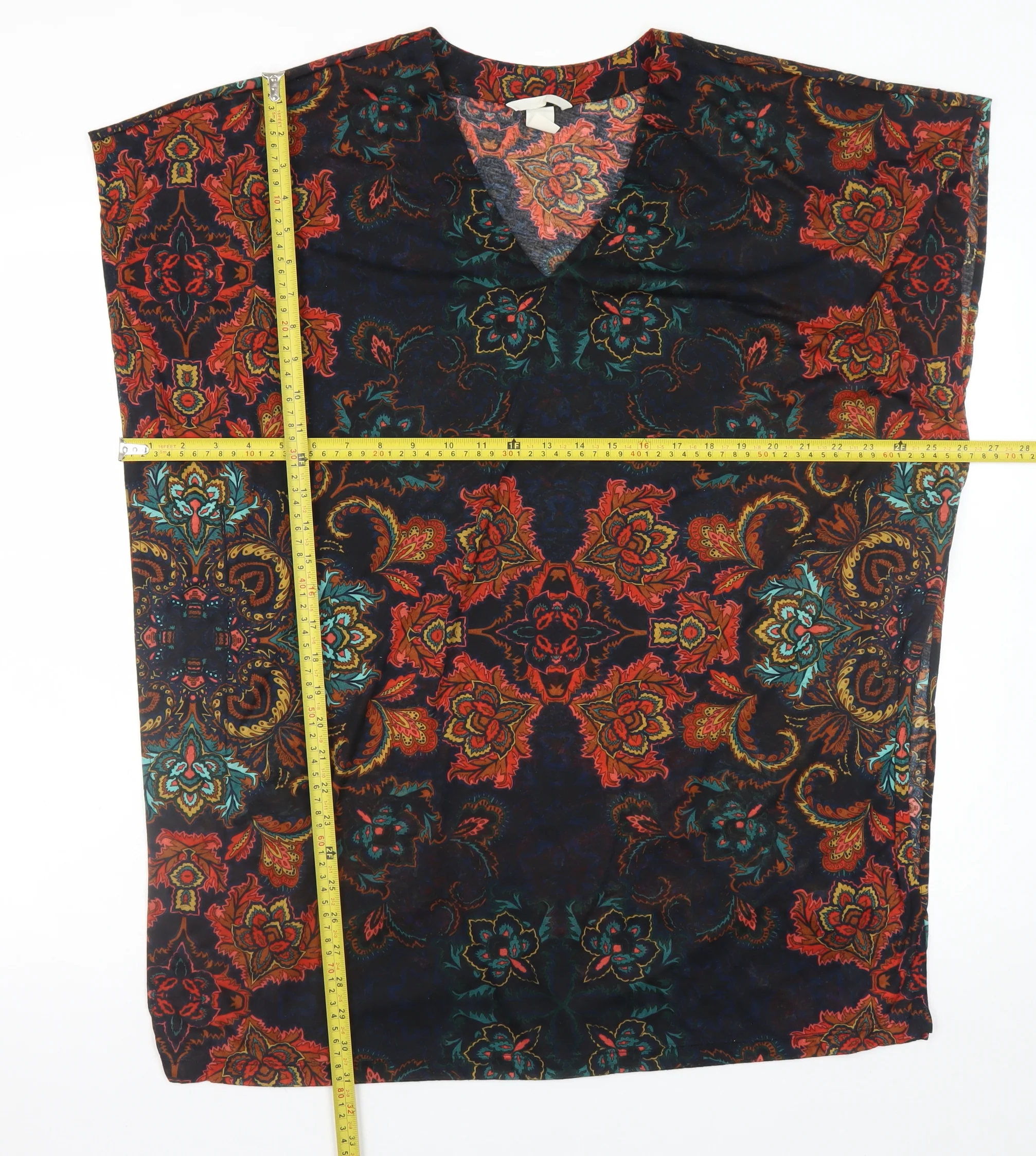 H&M Womens Multicoloured Floral Tunic Blouse Size S V-Neck Sleeveless - Image 2
