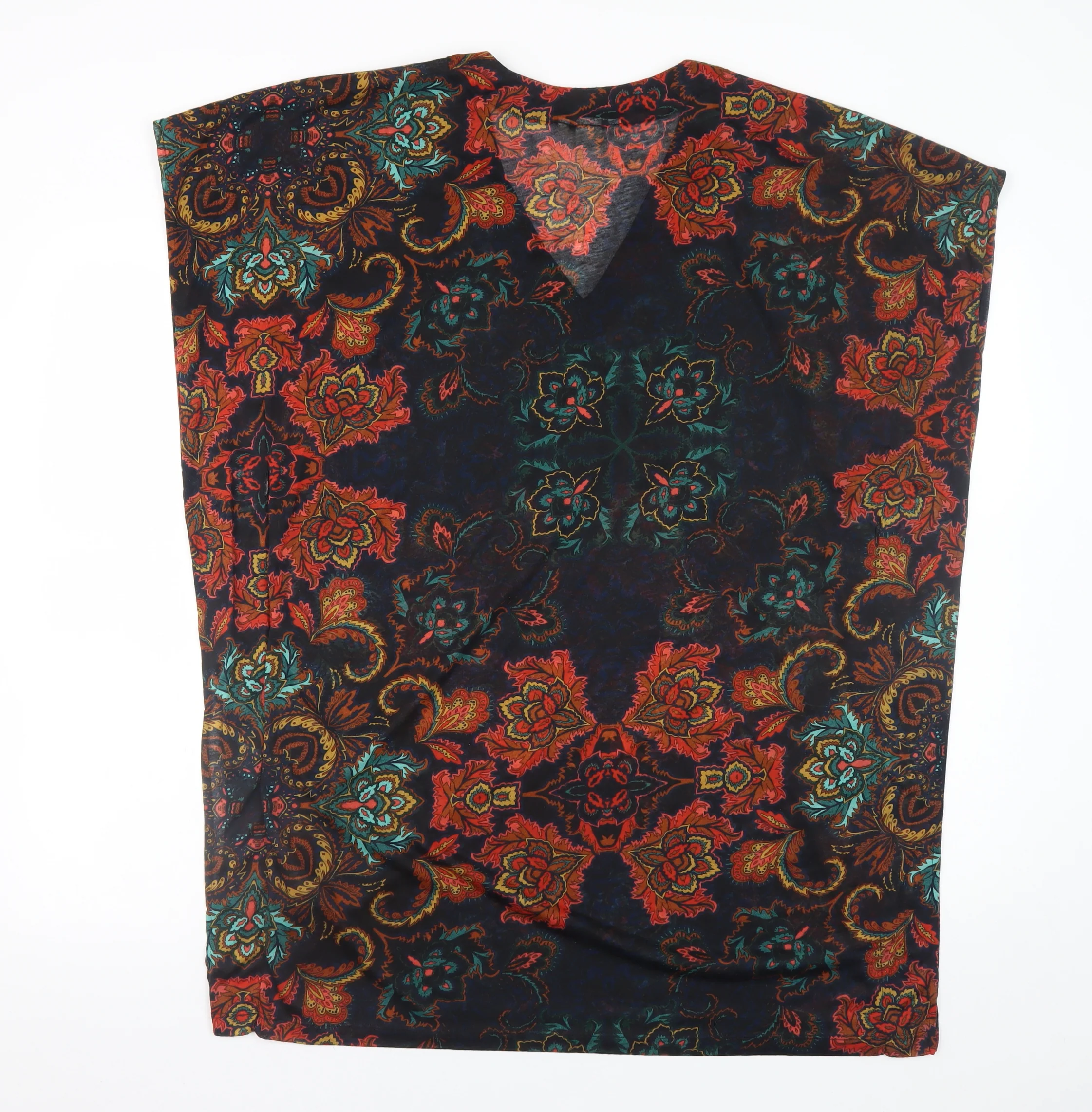 H&M Womens Multicoloured Floral Tunic Blouse Size S V-Neck Sleeveless - Image 3