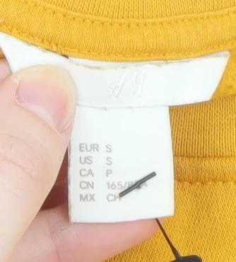 H&M Women's Mustard Yellow Pullover Sweatshirt Size S Graphic Print Cotton Blend - Image 4
