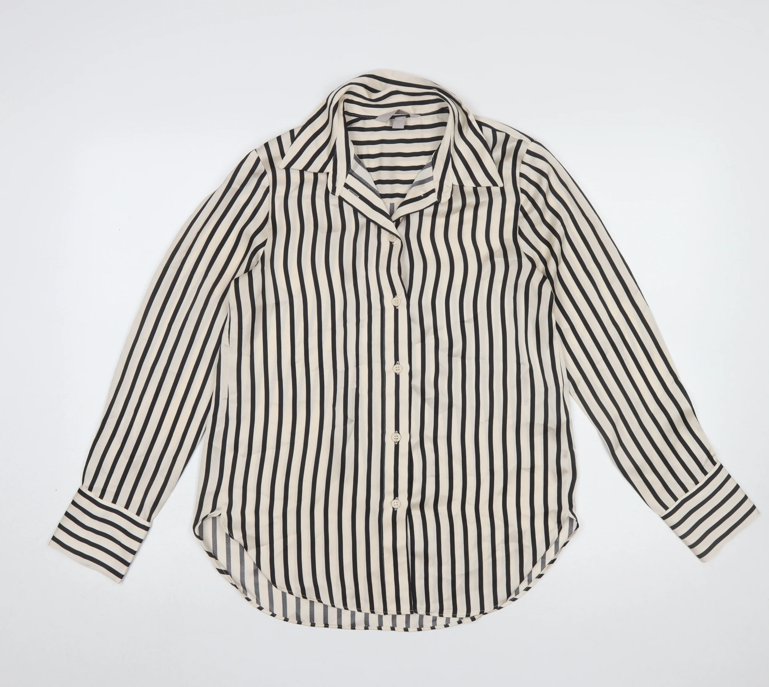 H&M Womens Striped Button-Up Long Sleeve Shirt XS Multicoloured