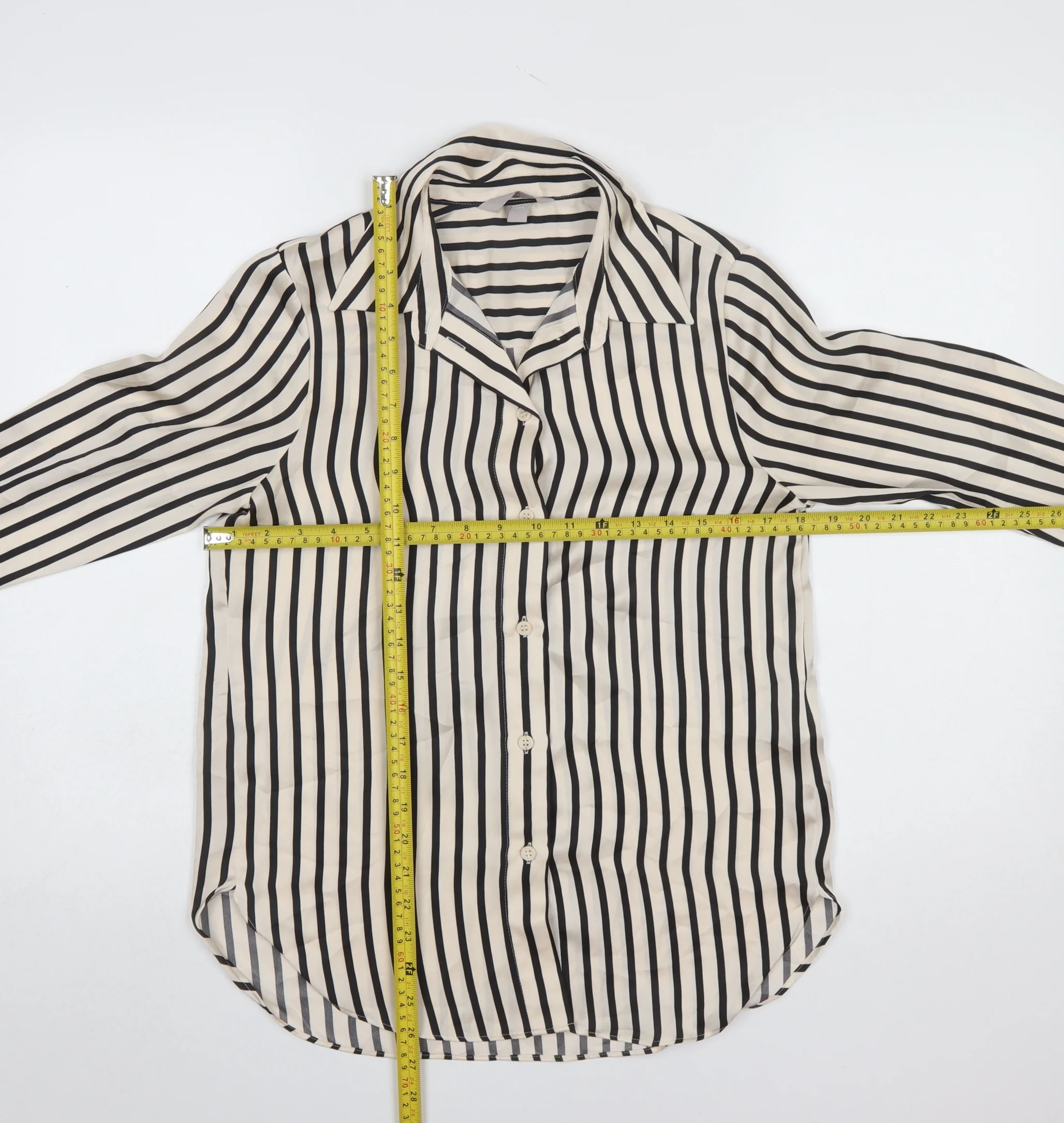 H&M Womens Striped Button-Up Long Sleeve Shirt XS Multicoloured - Image 2