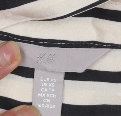 H&M Womens Striped Button-Up Long Sleeve Shirt XS Multicoloured - Image 4