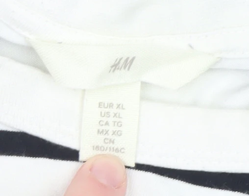 H&M Women's White Striped Long Sleeve Pullover Sweatshirt XL Cotton - Image 4