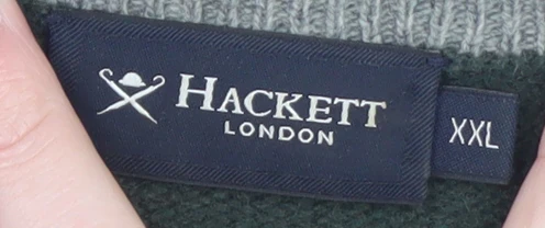Hackett London Men's Green Wool V-Neck Pullover Jumper 2XL - Image 4