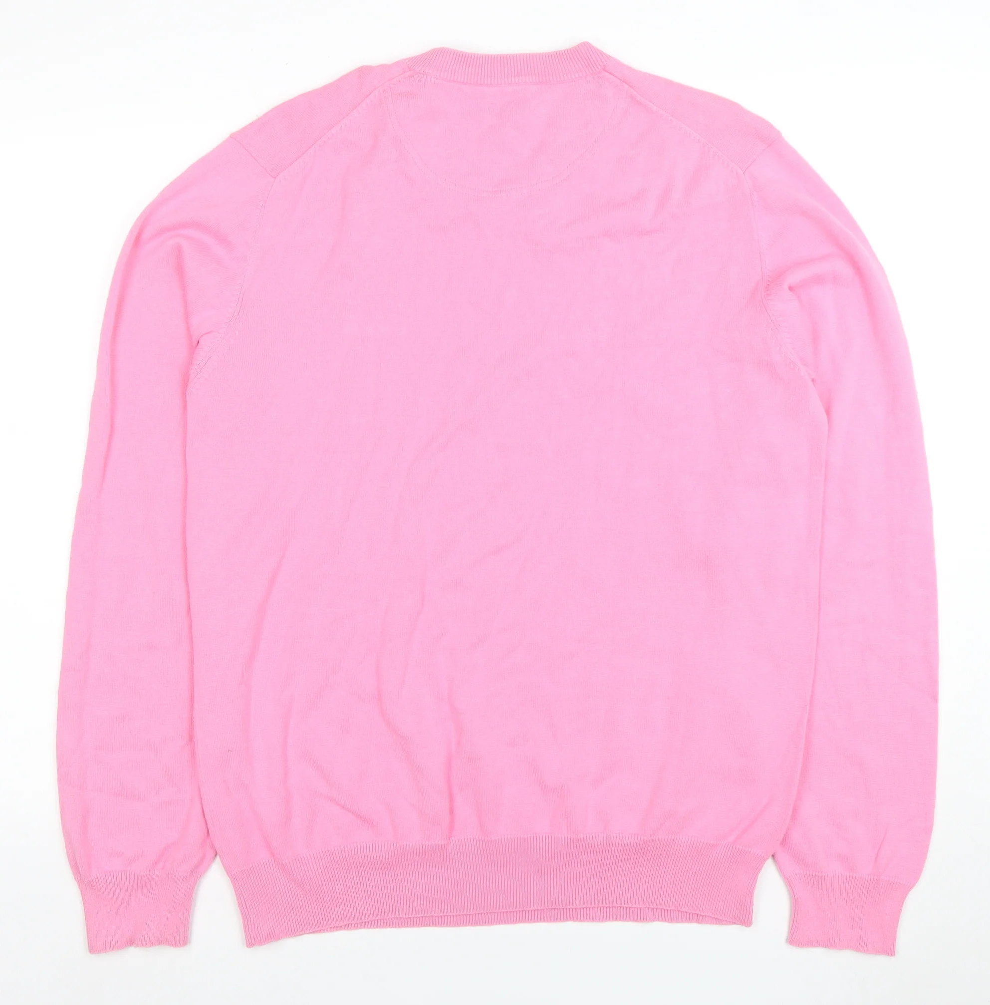 Hackett London Men's Pink Cotton V-Neck Pullover Jumper XL - Image 3