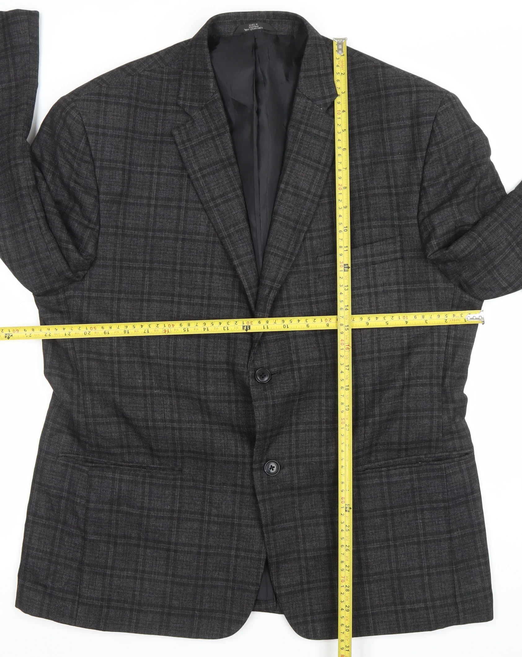 Haggar Men's Grey Checked Blazer 44S Classic Fit Two-Button Jacket - Image 2