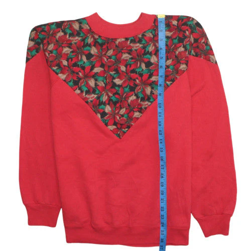 Hanes Men Red Floral Retro Christmas Pullover Sweatshirt L - Image 2