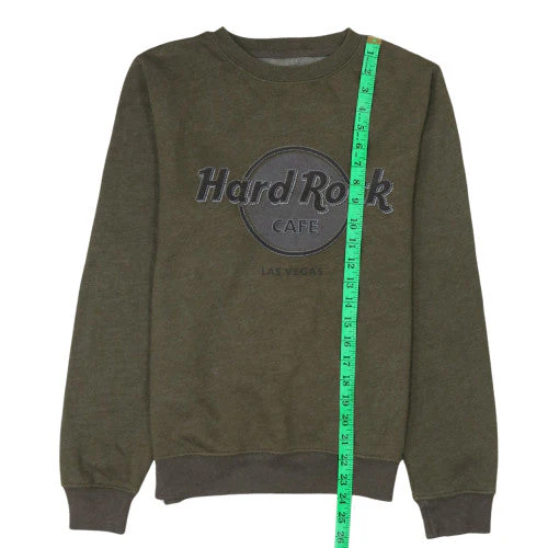 Hard Rock Cafe Men's Green Pullover Sweatshirt M Embroidered Logo Crew Neck - Image 2