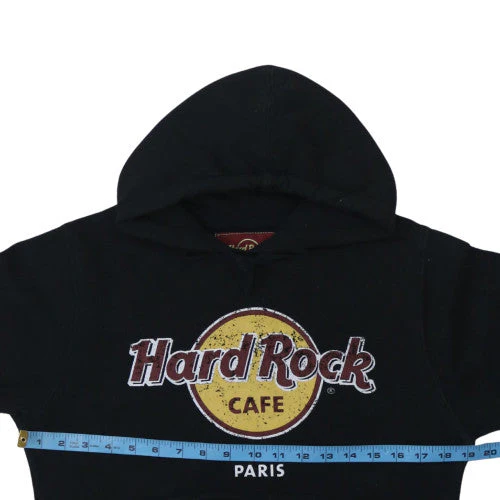 Hard Rock Cafe Paris Women's Black Pullover Hoodie Small Cotton Blend - Image 2