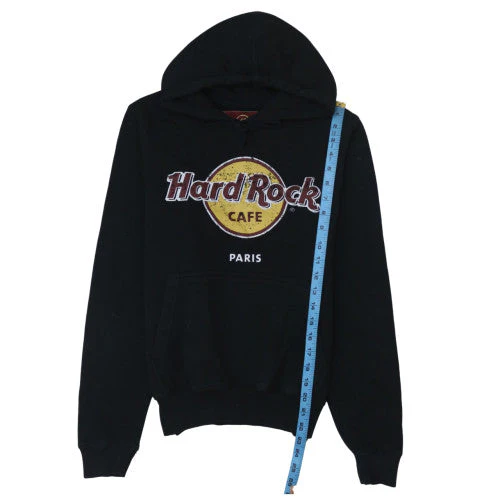 Hard Rock Cafe Paris Women's Black Pullover Hoodie Small Cotton Blend - Image 3