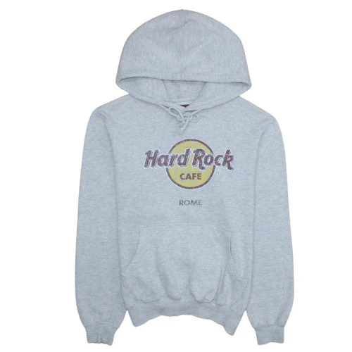 Hard Rock Cafe Rome Grey Men's Medium Pullover Hoodie Sweatshirt