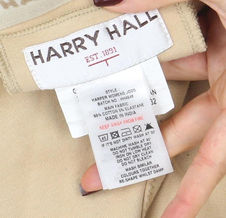 Harry Hall Women's Beige Cotton Stretch Jodhpurs Size 16 Slim Fit - Image 4
