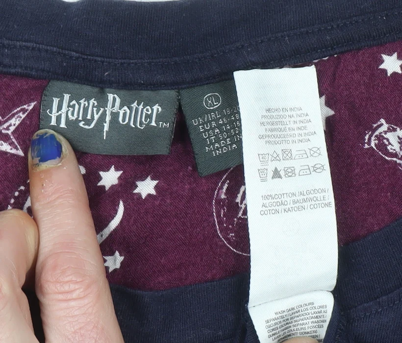 Harry Potter Womens Blue XL Cotton Short Sleeve Pyjama Top - Image 4