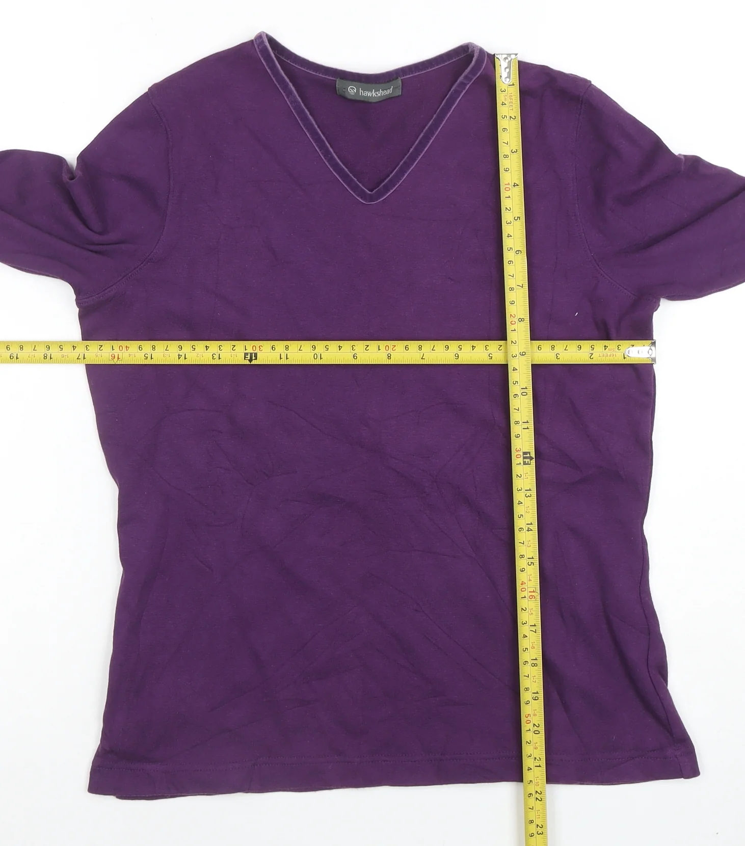 Hawkstead Women's Purple V-Neck Long Sleeve Cotton T-Shirt Size 12 - Image 2
