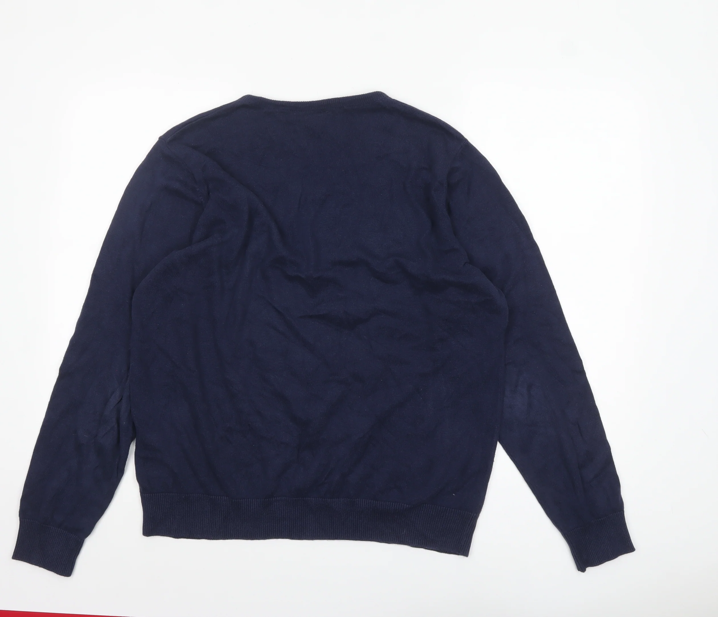Haworth Men's Blue Cotton V-Neck Jumper Size L - Image 3
